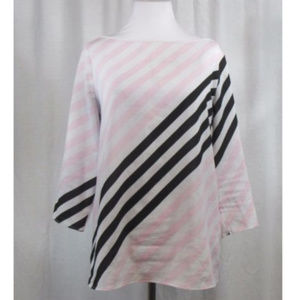 NY&C Pink Black White Diagonal Striped Top S